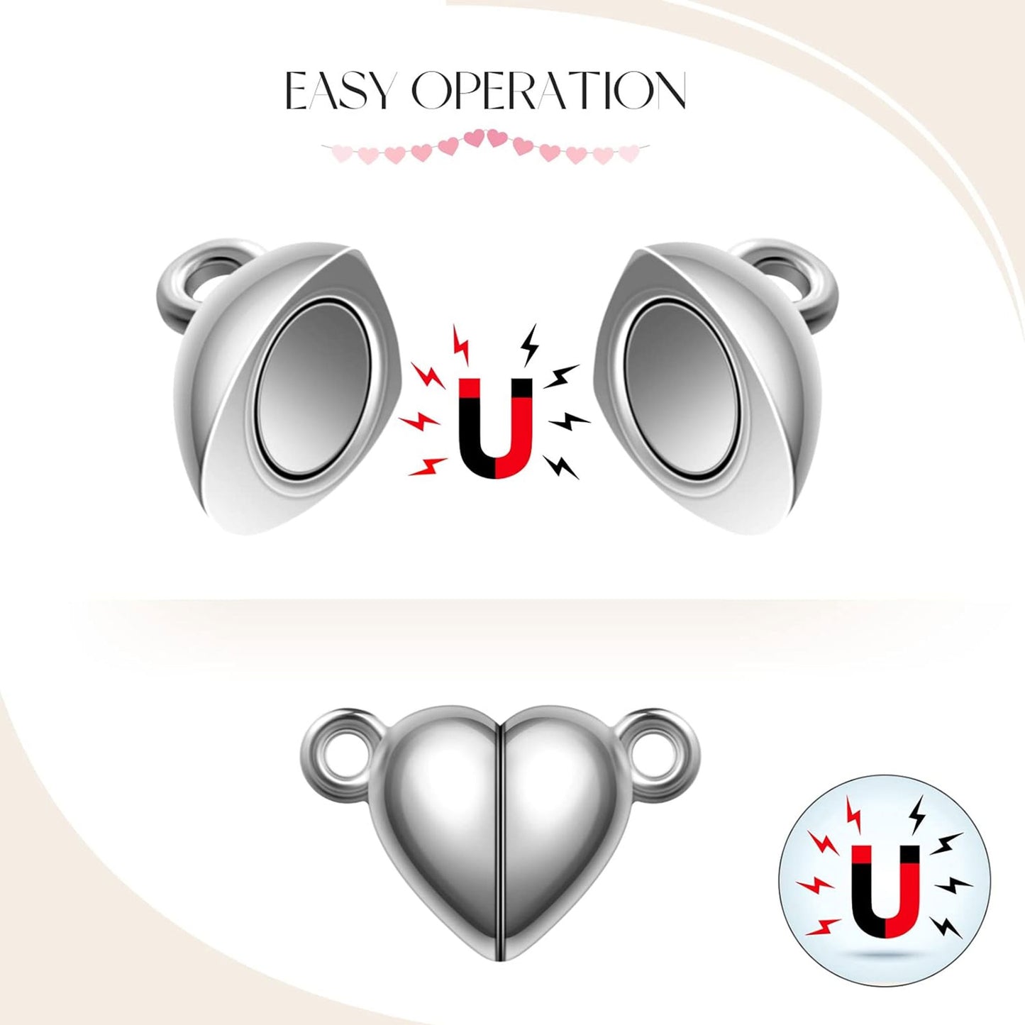 Magnetic Charm Beads for Couple Bracelets - 5 Pcs