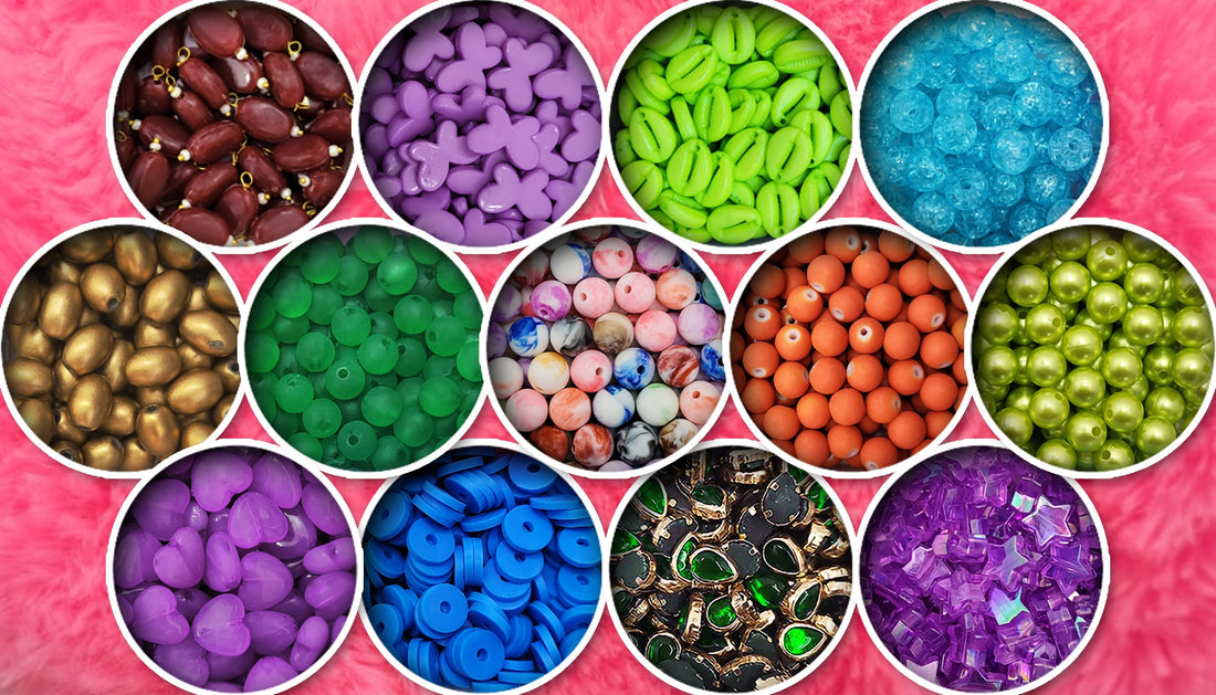 Multicolor beads in various types, perfect for jewelry making, crafting, and creative DIY projects.