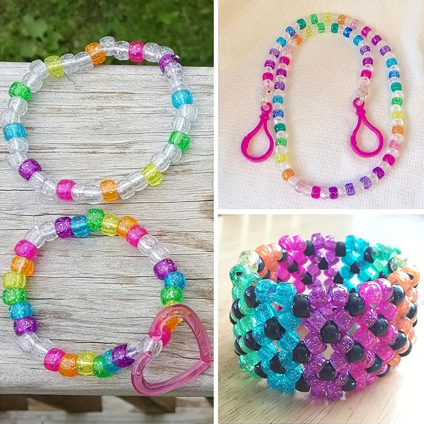 Round Pony Acrylic Plastic Multicolor Beads