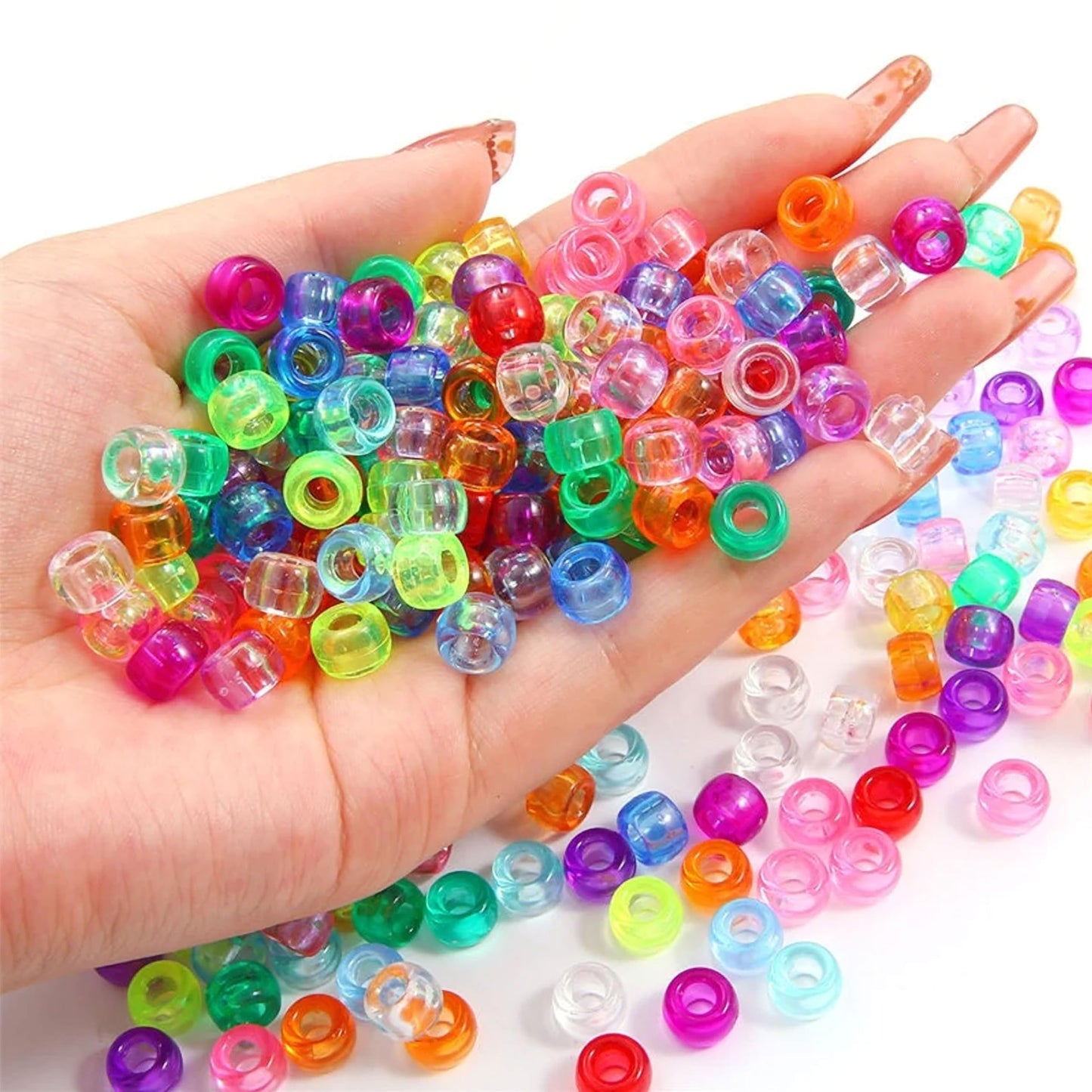 Round Pony Acrylic Plastic Multicolor Beads