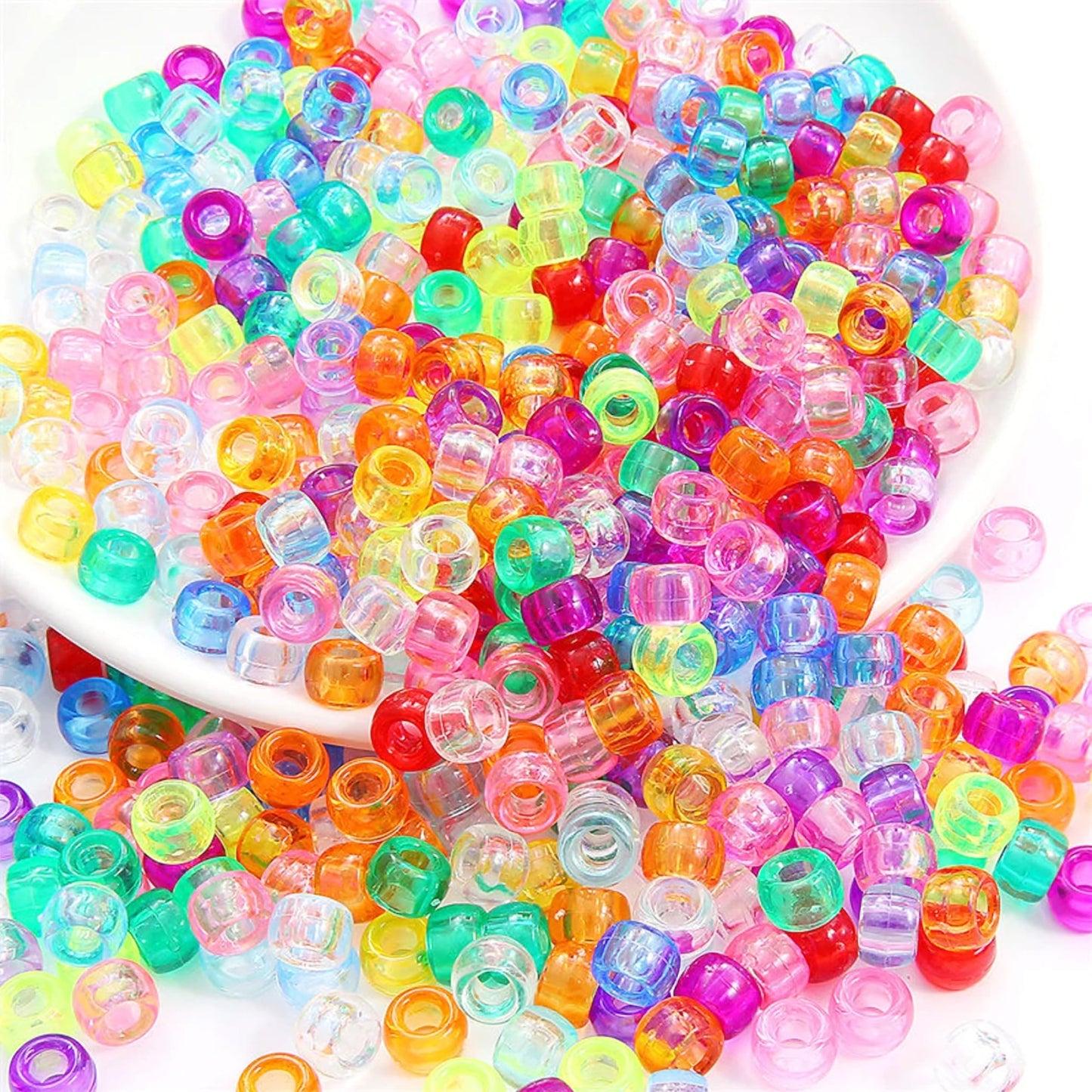 Round Pony Acrylic Plastic Multicolor Beads