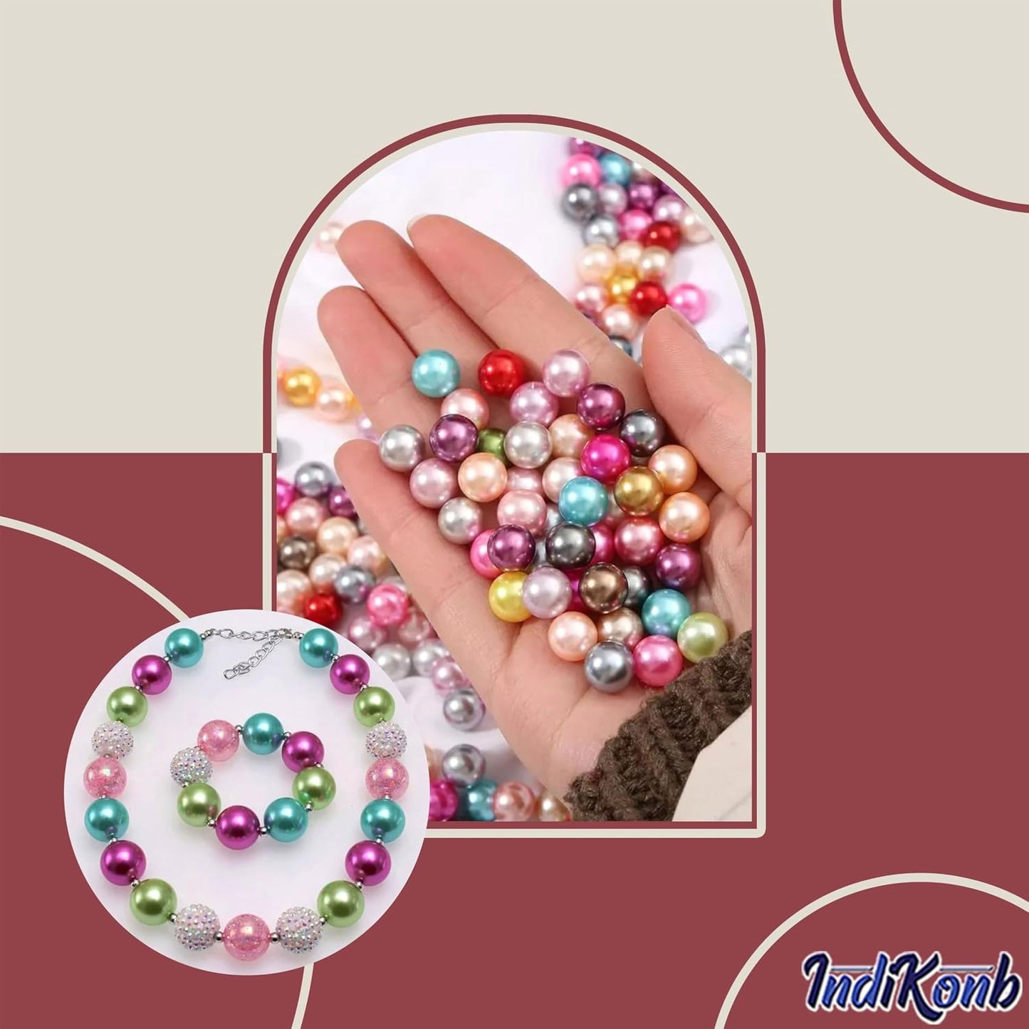 Metallic Round Pearl Beads Combo Set