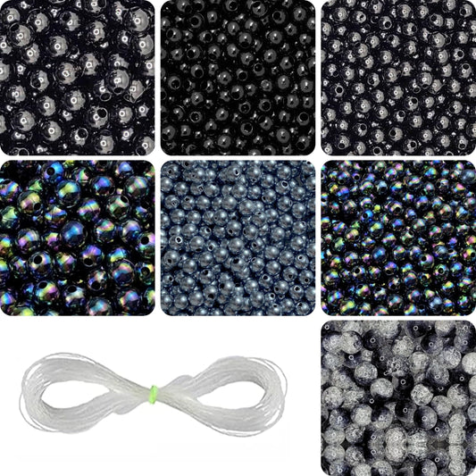 Black Glass Pearl Moti Beads – 6mm & 8mm (275 Beads)