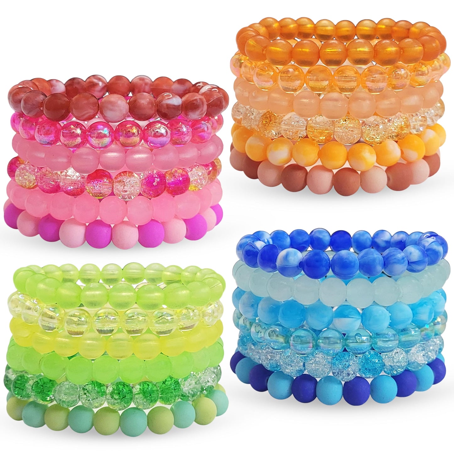 Kids Multicolour Rainbow Matte Beads - Combo Set