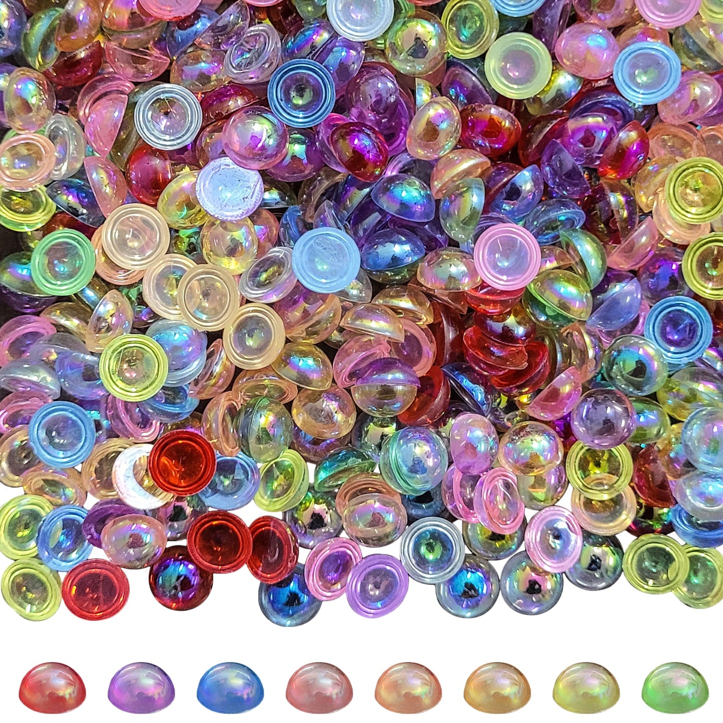 Rainbow Multicolour Flat Back Pearl Beads