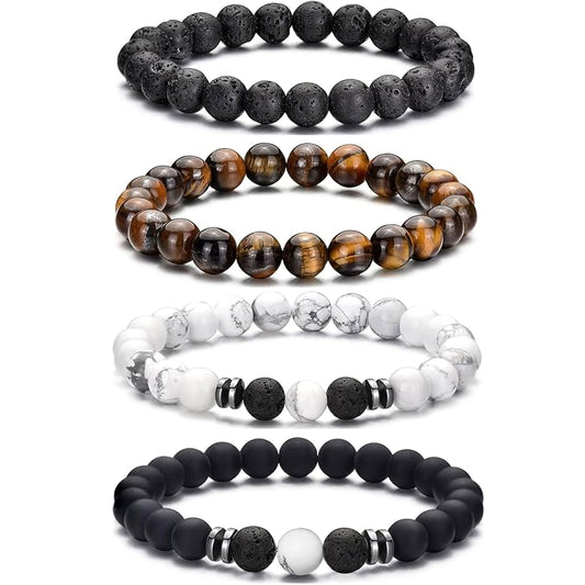 Men's Natural Stone Beaded Bracelet Set