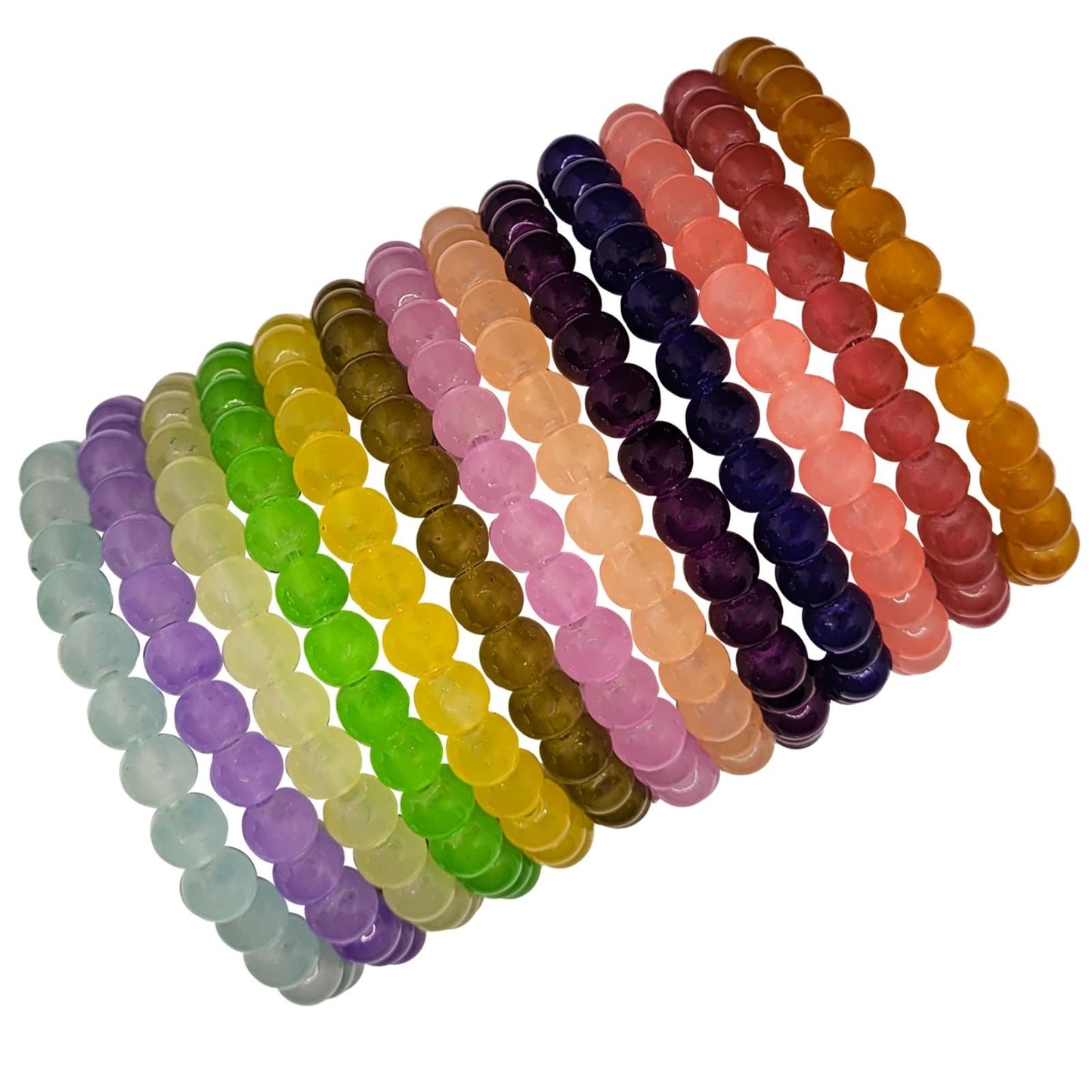 Jelly-Inspired Glass Bead Bracelet Combo Set of 12