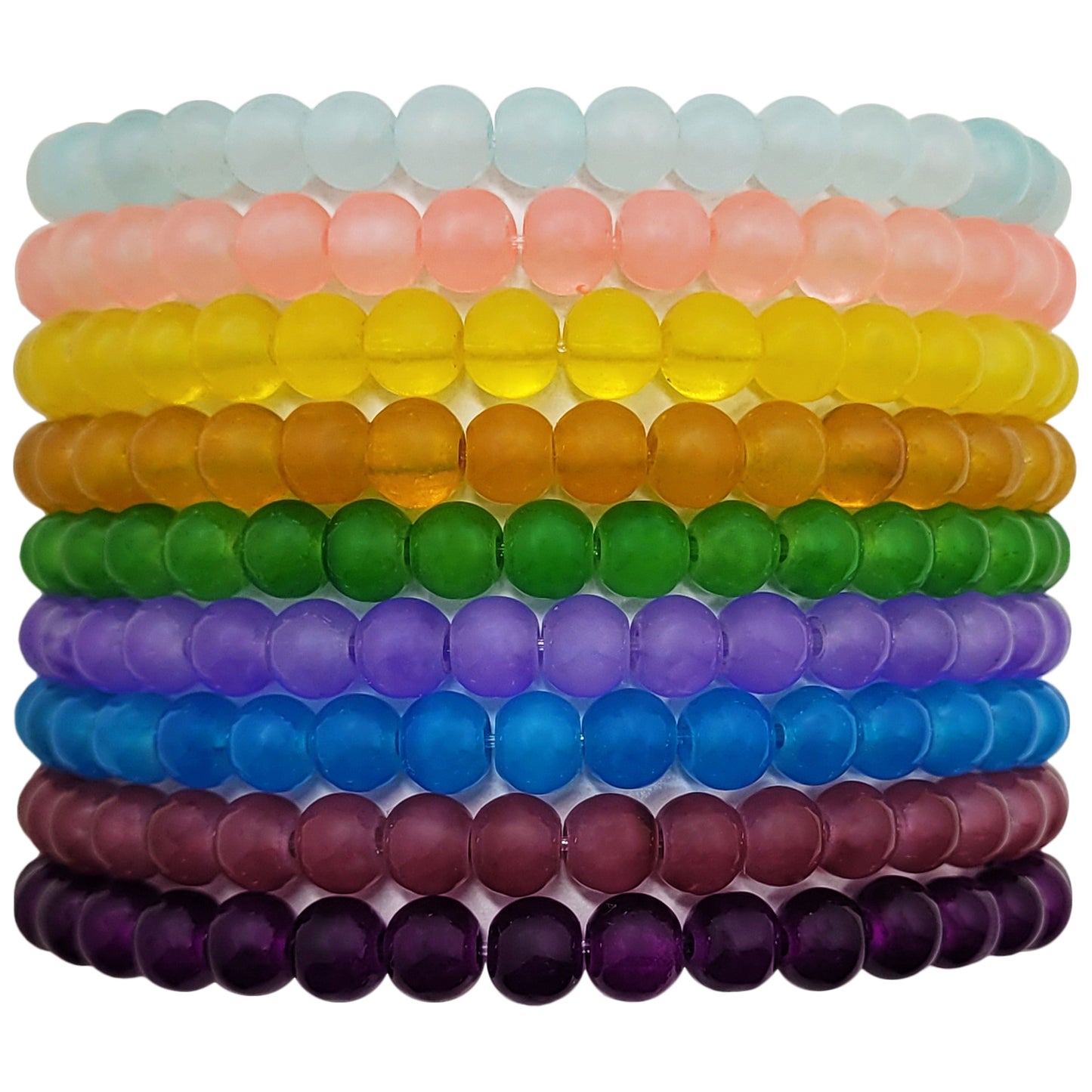 Multicolour Jelly Glossy Glass Beads Bracelet Set