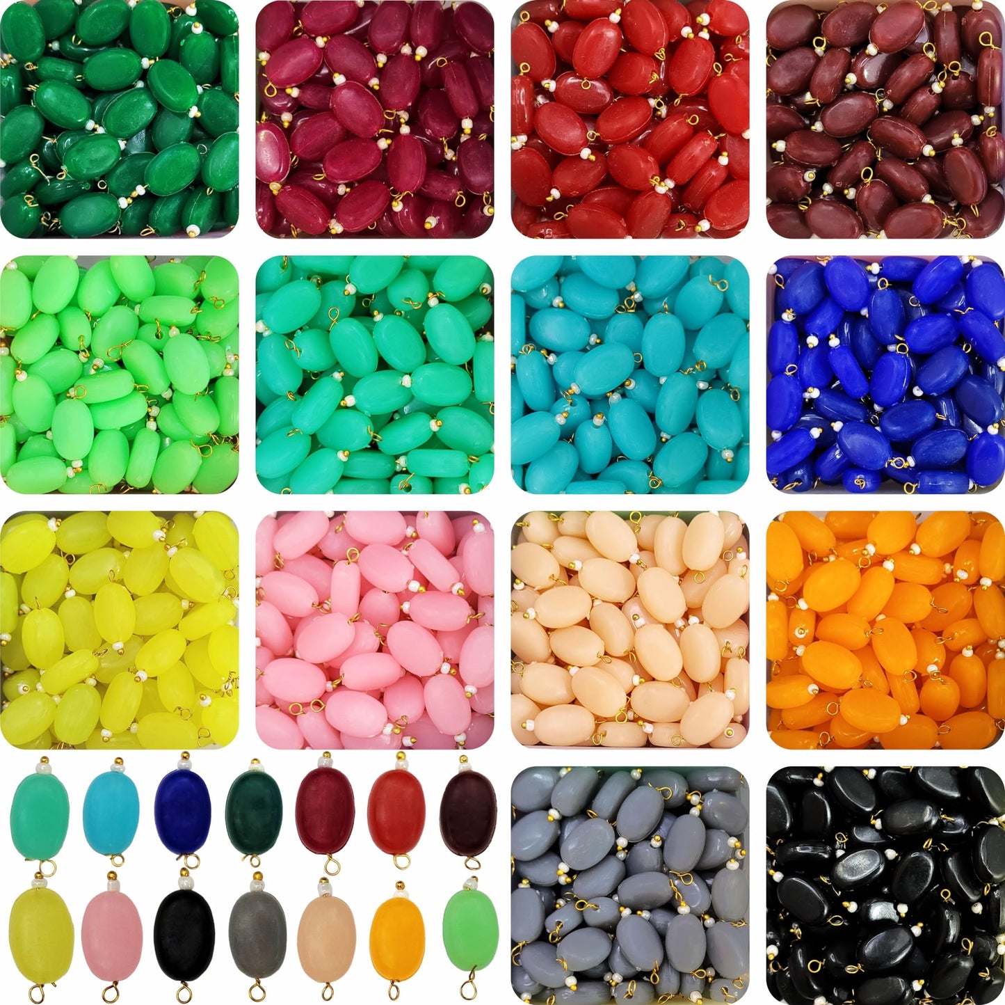 Oval Tablet Hanging Beads – 420 Pcs Multicolor Set