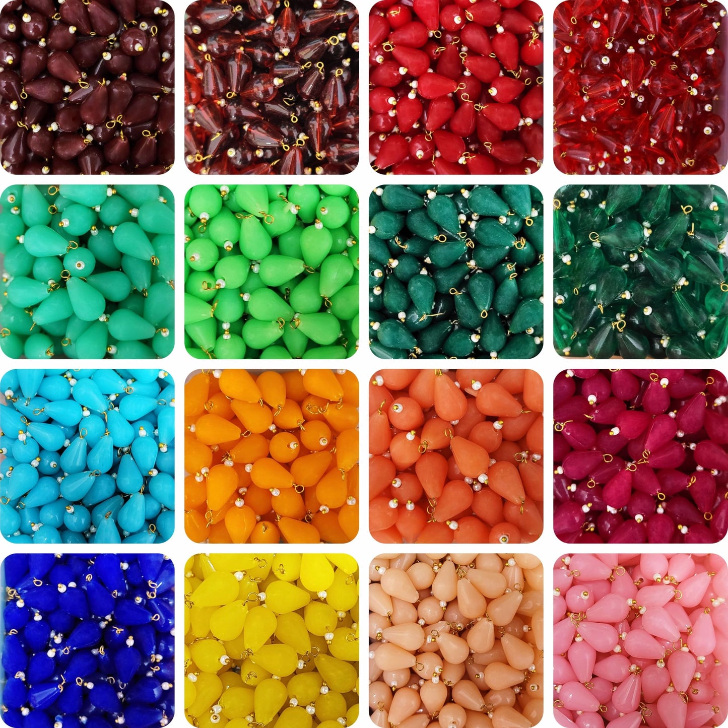 350 Teardrop Hanging Beads for Craft | Multicolour