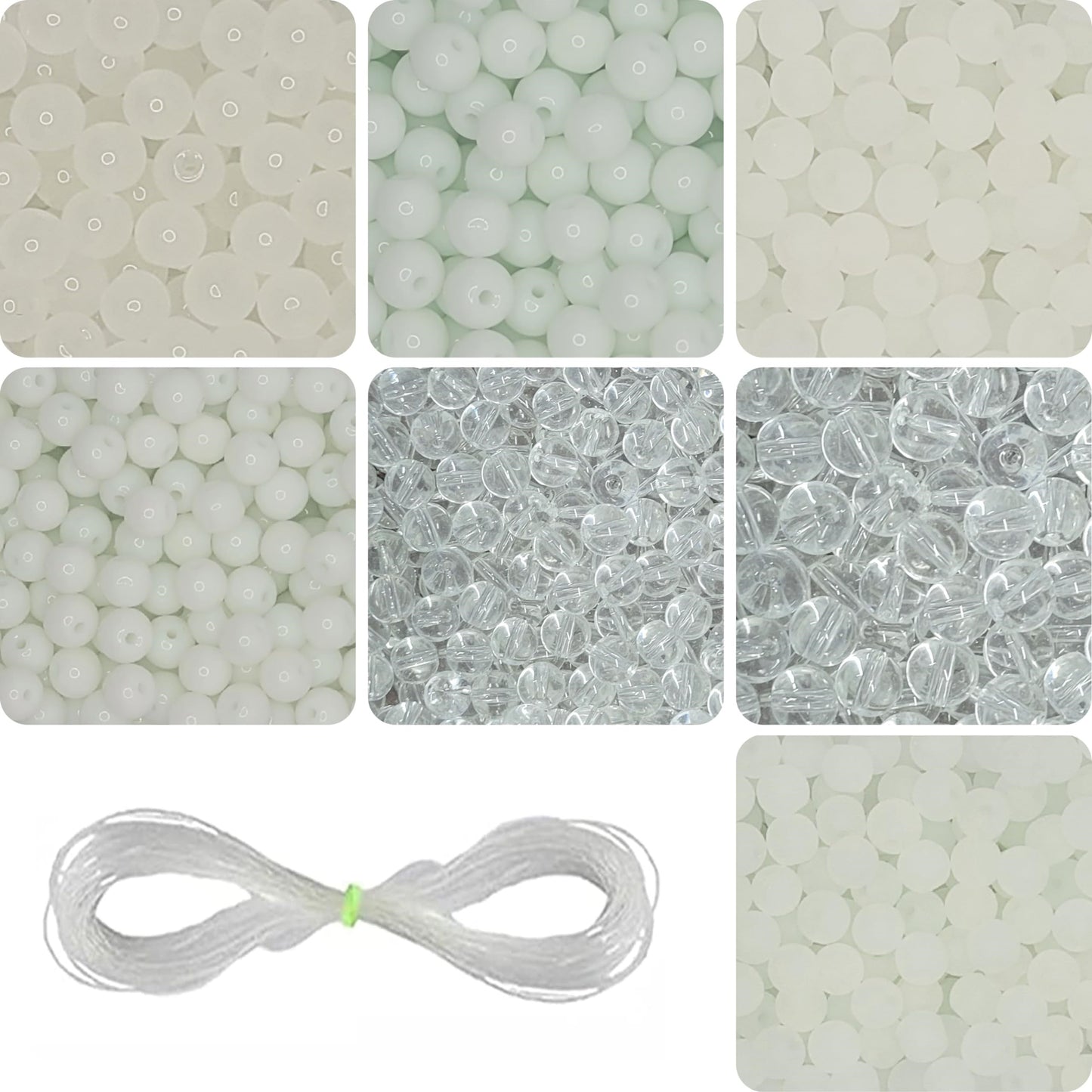 White Glass Pearl Moti Beads – 6mm & 8mm (250 Beads)