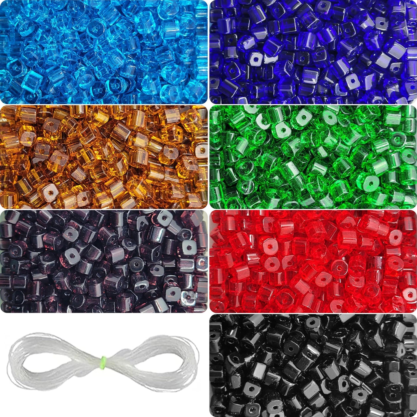 Glass Cube Spacer Beads – Multicolour (350 pcs)