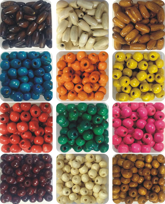 800 Pcs Multicoloured Wooden Beads for Jewelry & Craft