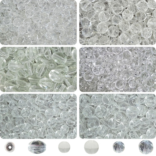 Glass Crystal Beads Set – 6mm & 8mm (225 pcs)