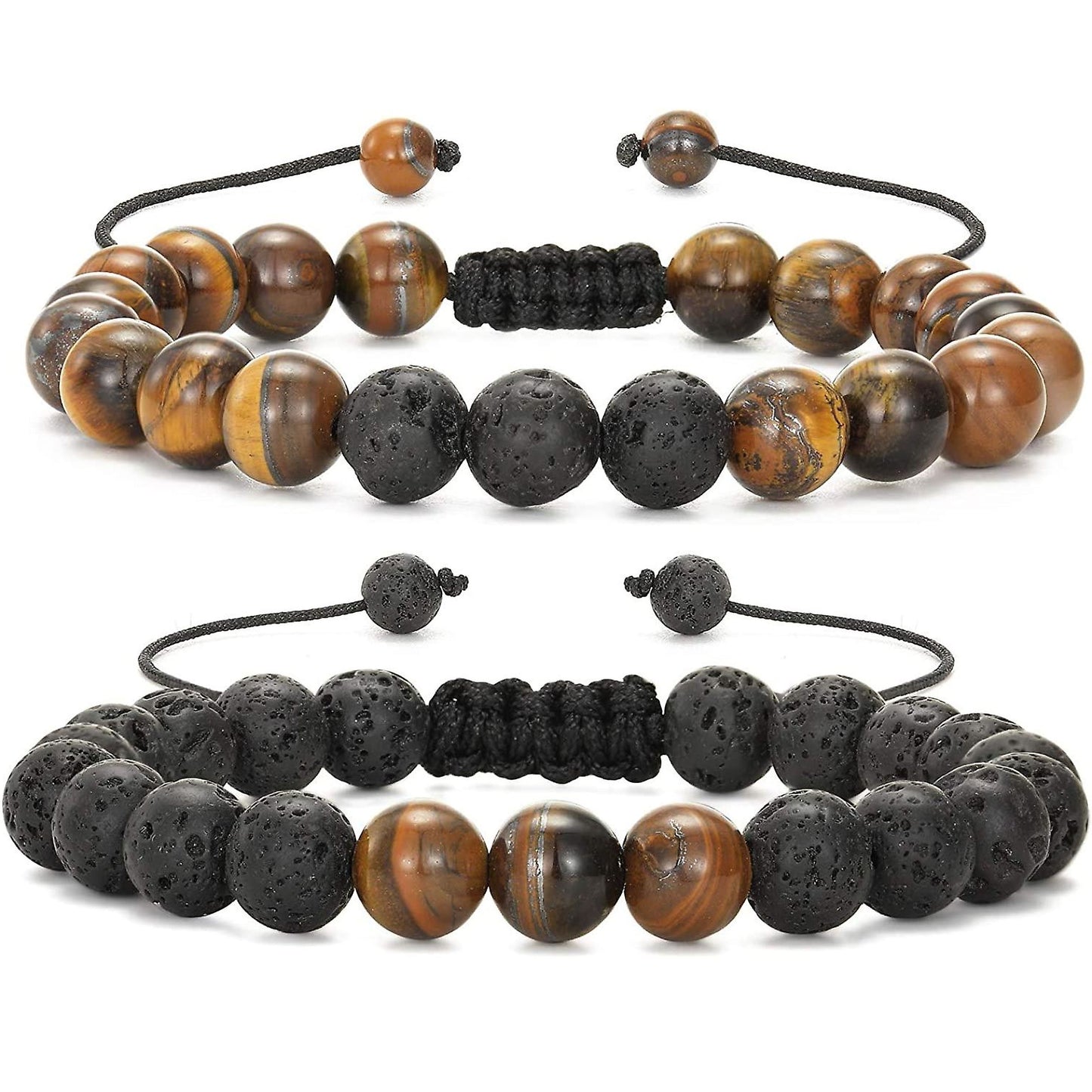 Adjustable Natural Stone Beaded Bracelet Set for Men