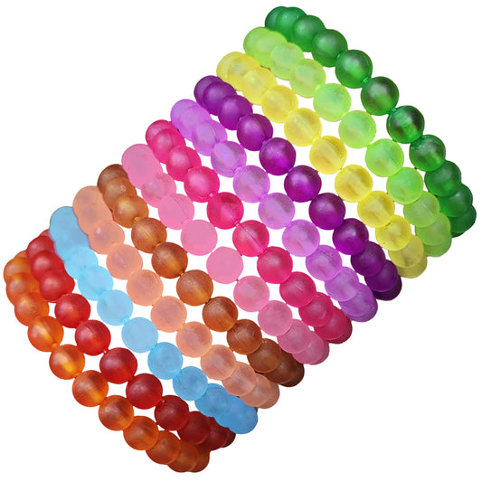 Ice Frost Matte Beads Bracelets Combo Set - 12 Multicolour