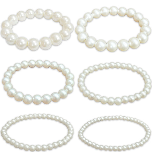 Off-White Glass Pearl Bracelet Set for Women & Girls