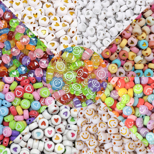 Heart & Smile Emoticon Beads Set for Bracelet Making