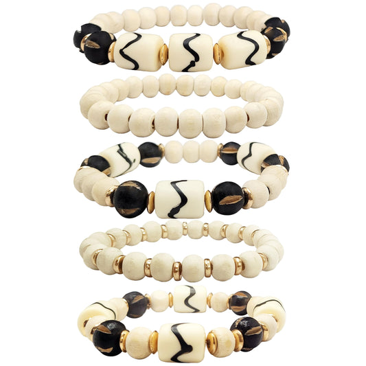 Wooden Beads Bracelet Combo Set - Pack of 5