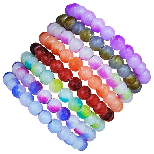 Dual Shade Glass Beads Bracelet Set – 8 Multicolor