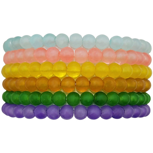 Multicolour Jelly Glossy Glass Beads Bracelet Set