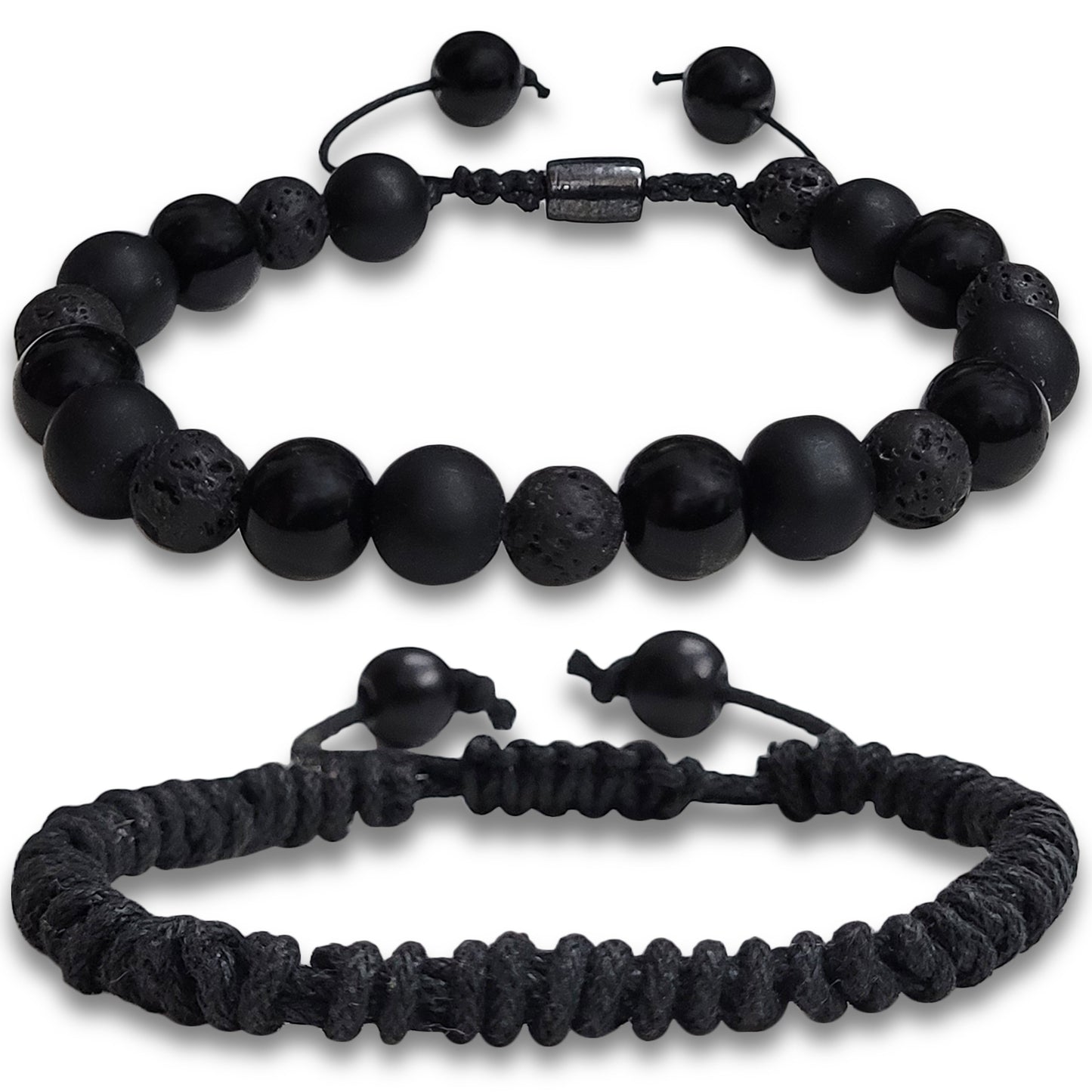 Adjustable Natural Stone Beaded Bracelet Set for Men