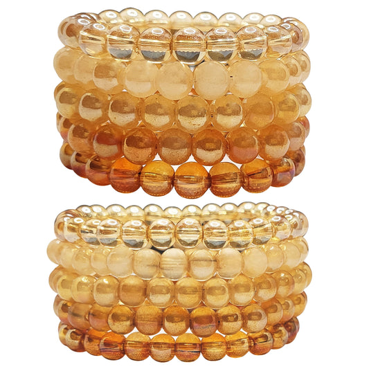 Gold Rainbow Glass Beads Bracelet – Stretchable & Stylish