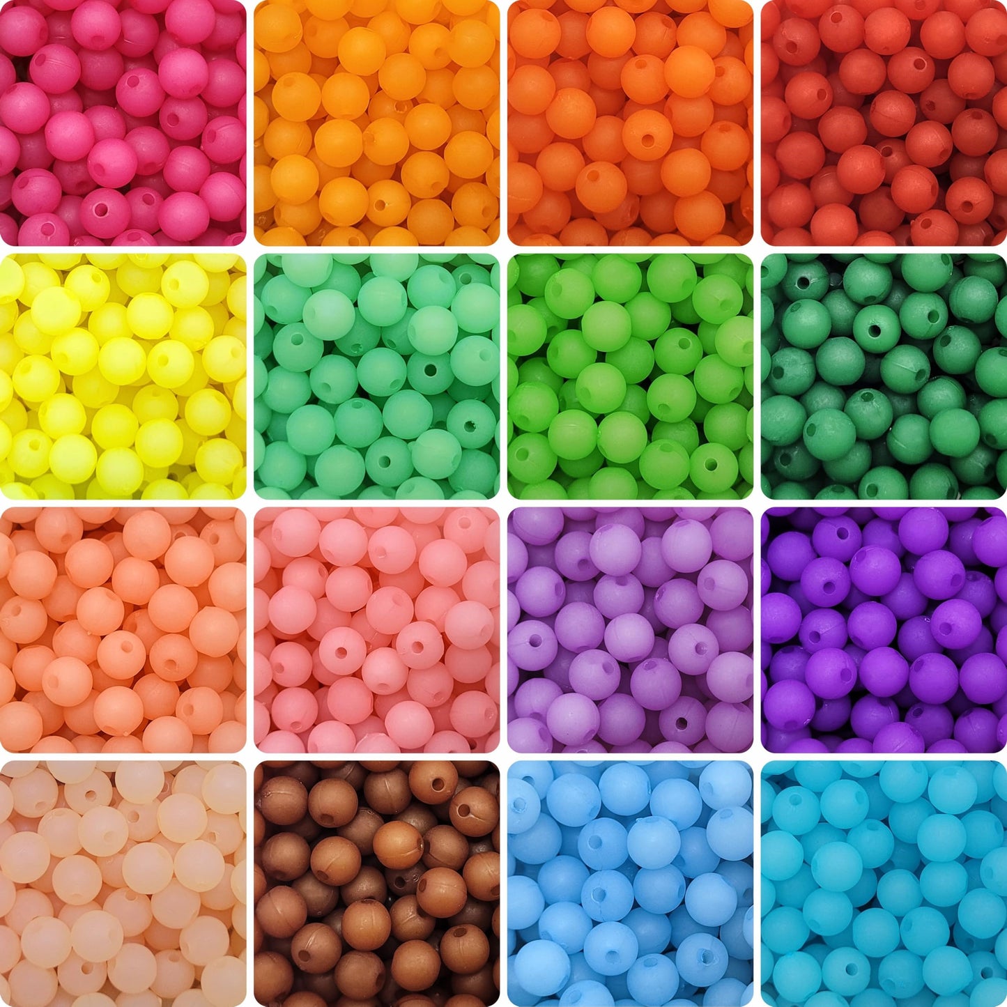 Ice Matte Opaque Beads 8mm - Combo Set of 16 Colors (400 Beads)