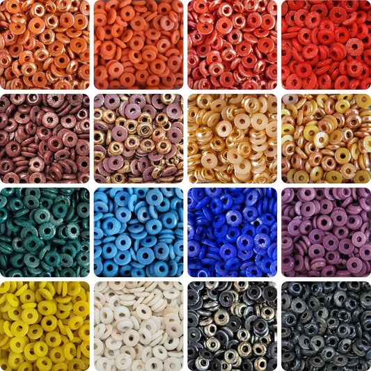 Ceramic Flat Disc Stone Beads - 16 Colors