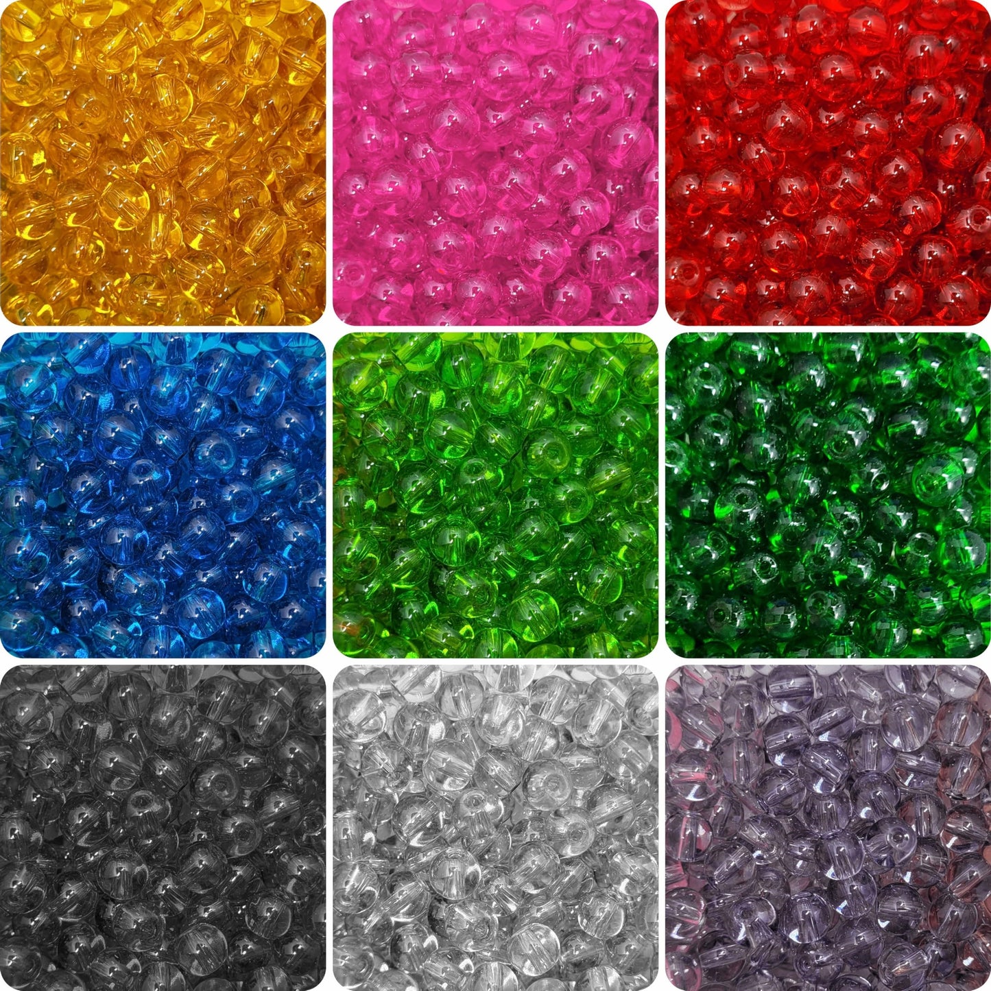 Transparent Glass Pearl Beads | 6mm Multicolor