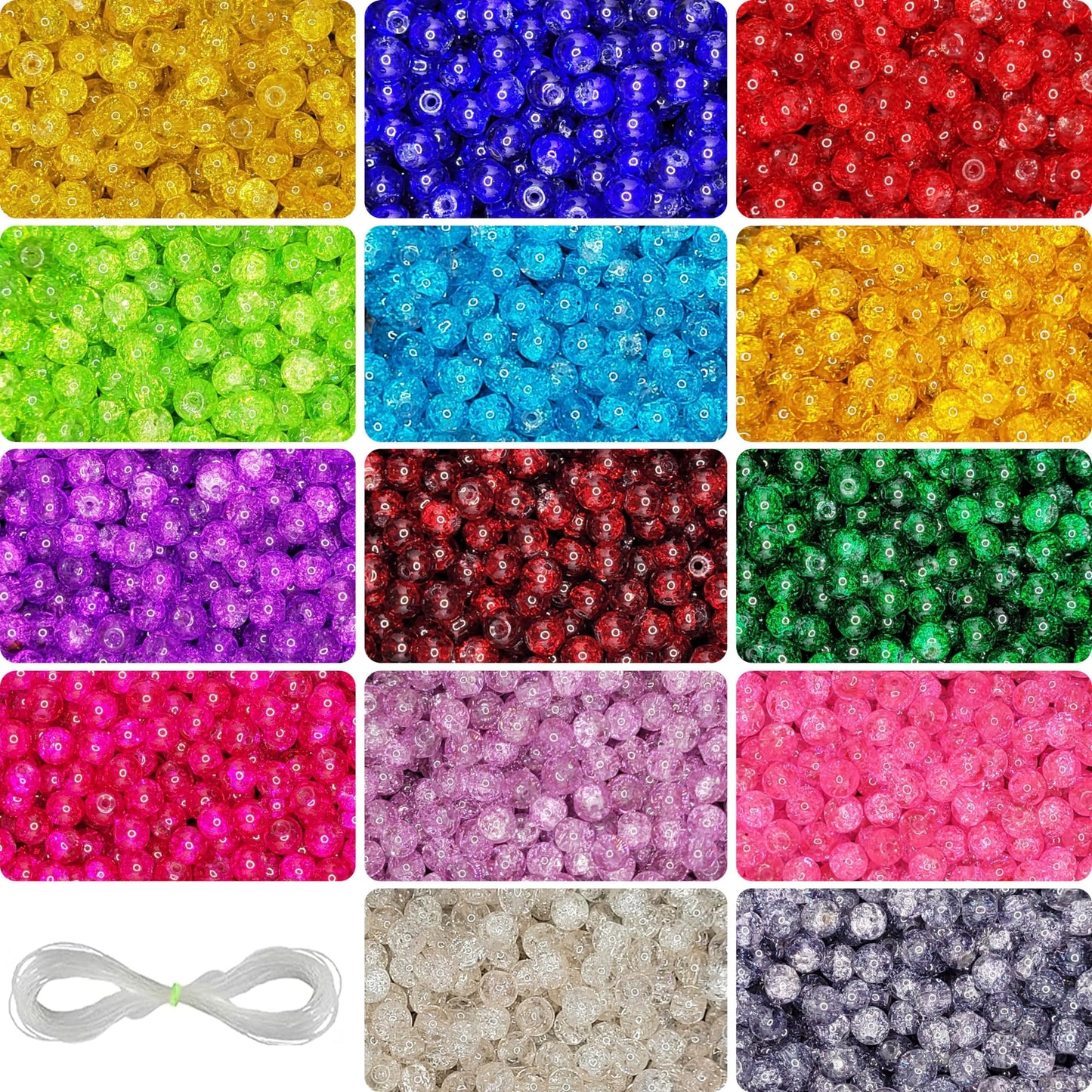 Crackle Glass Pearl Beads - 6mm Multicolour (700 pcs)