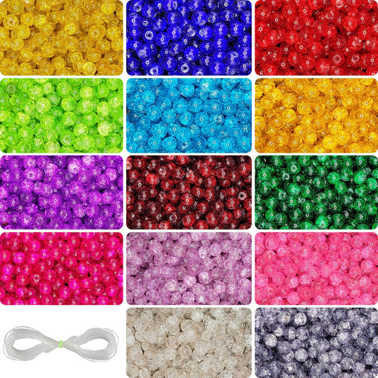 Crackle Glass Pearl Beads - 6mm Multicolour (700 pcs)