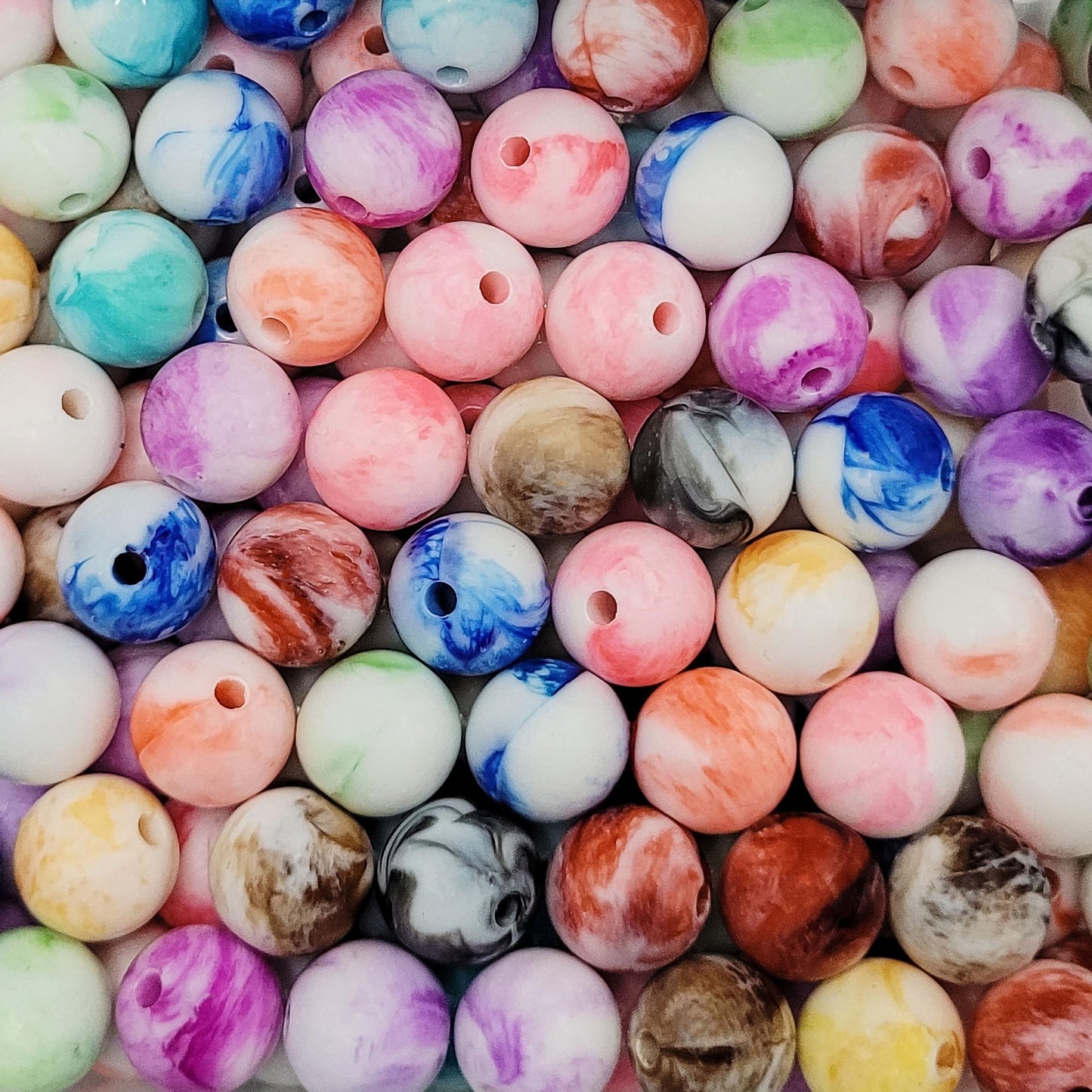 Lucid Marble Faux Pearl Beads | 10mm Multicolour Pack (110 Pcs)