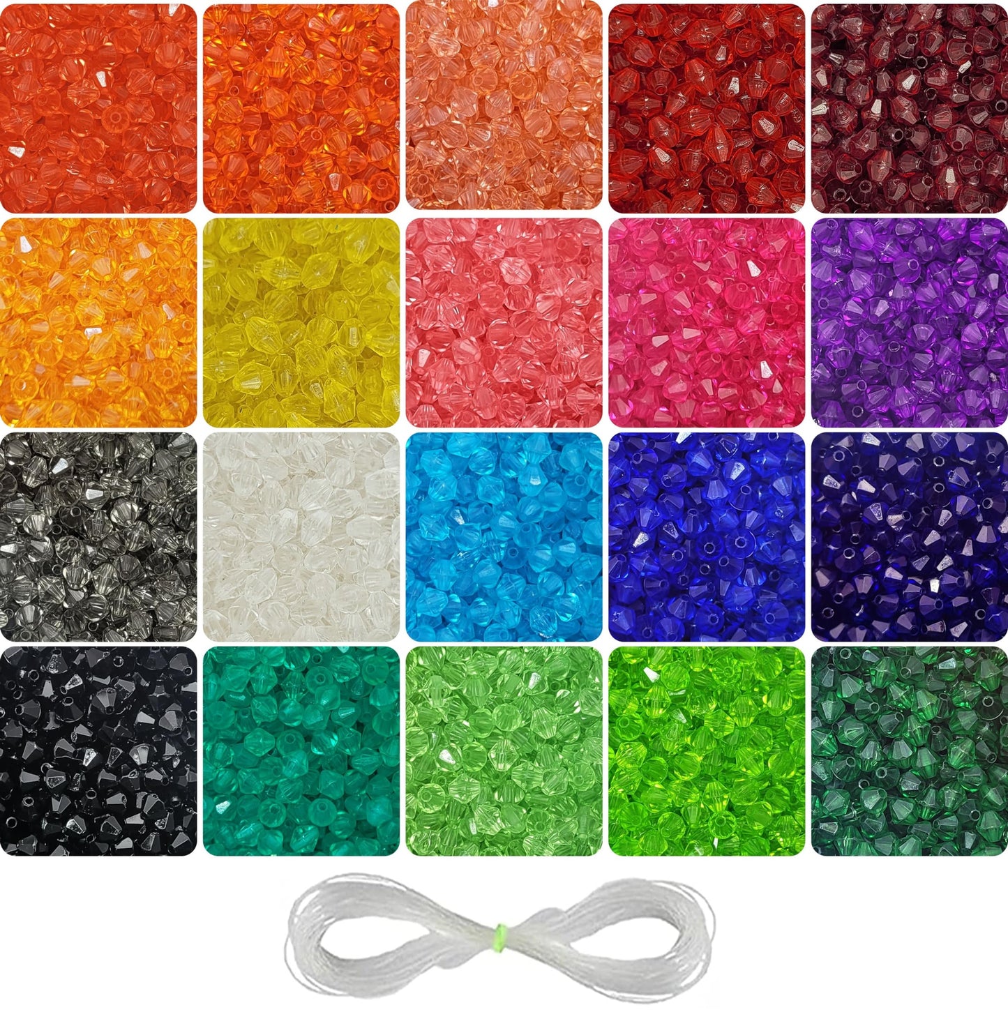 Bicone Acrylic Crystal Beads - 5000 Pcs