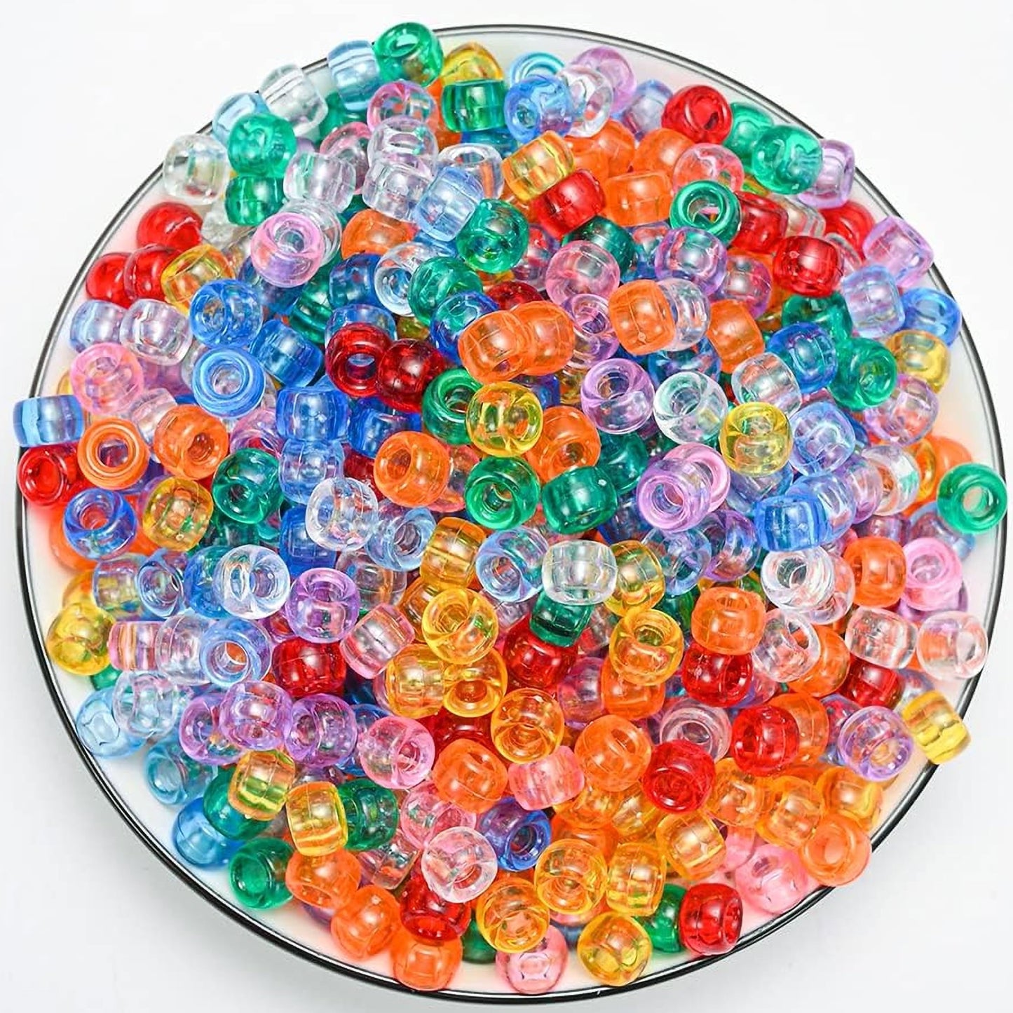 Round Pony Acrylic Plastic Multicolor Beads