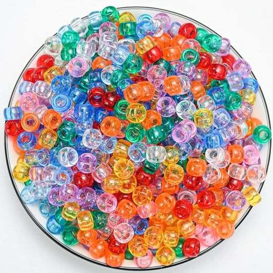 Round Pony Acrylic Plastic Multicolor Beads