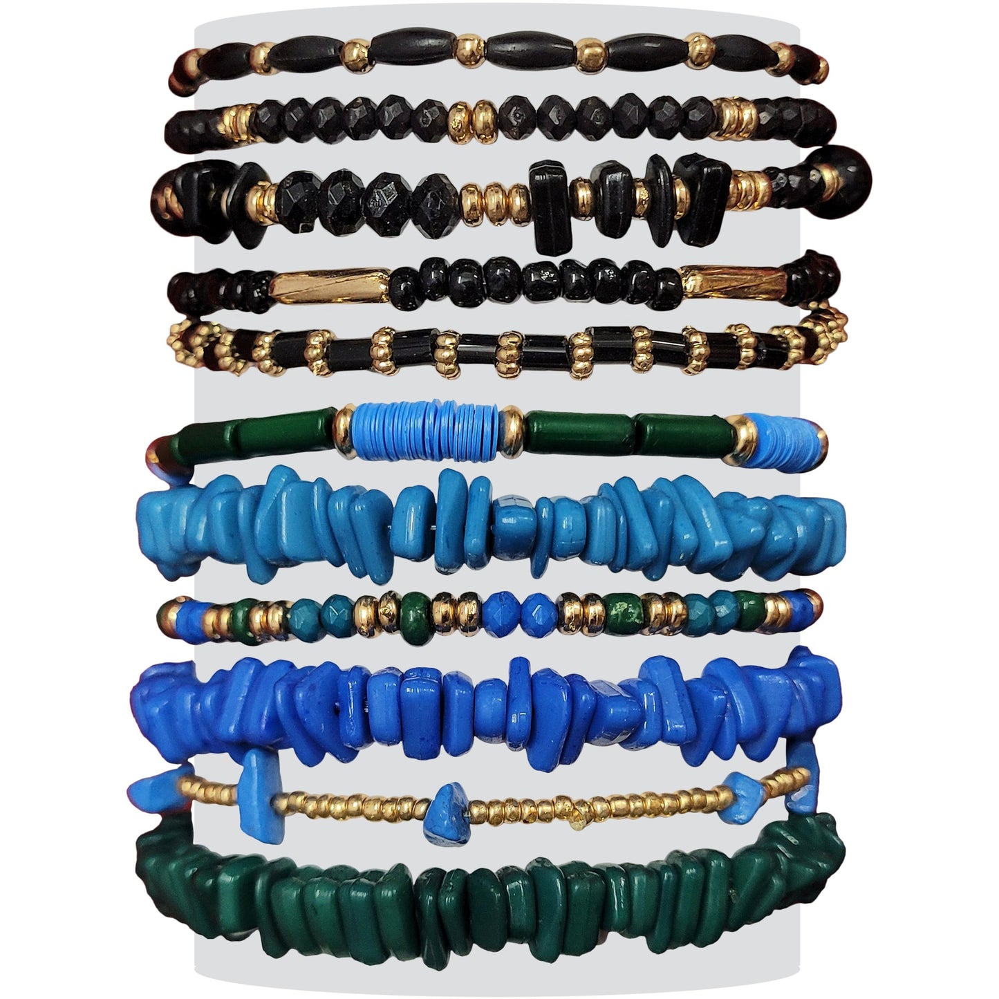 Bohemian Bracelets - Set of 11 Plastic Beaded Bracelets