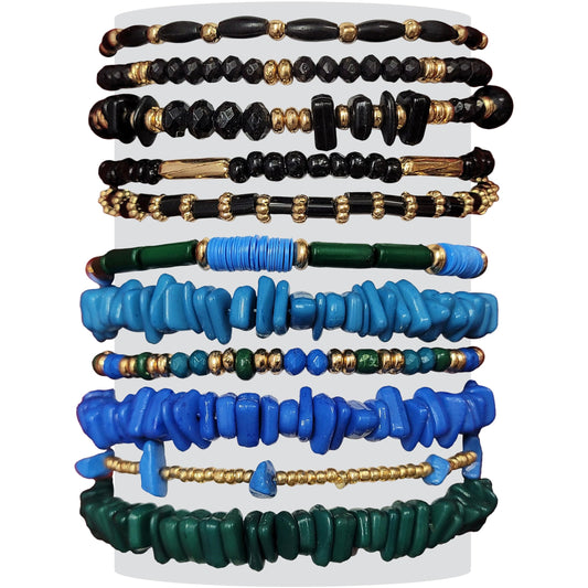 Bohemian Bracelets - Set of 11 Plastic Beaded Bracelets