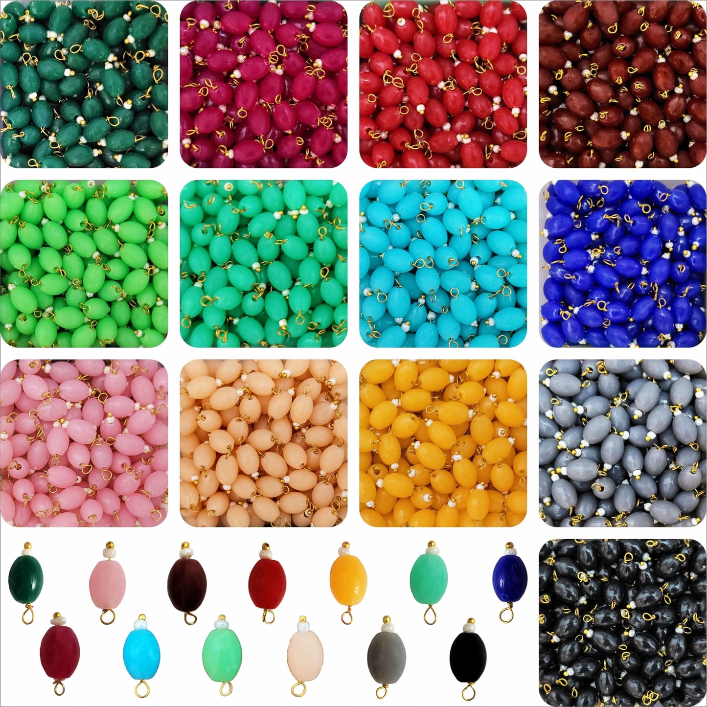 450 Oval Hanging Beads – Multicolor Acrylic 6x8mm Set