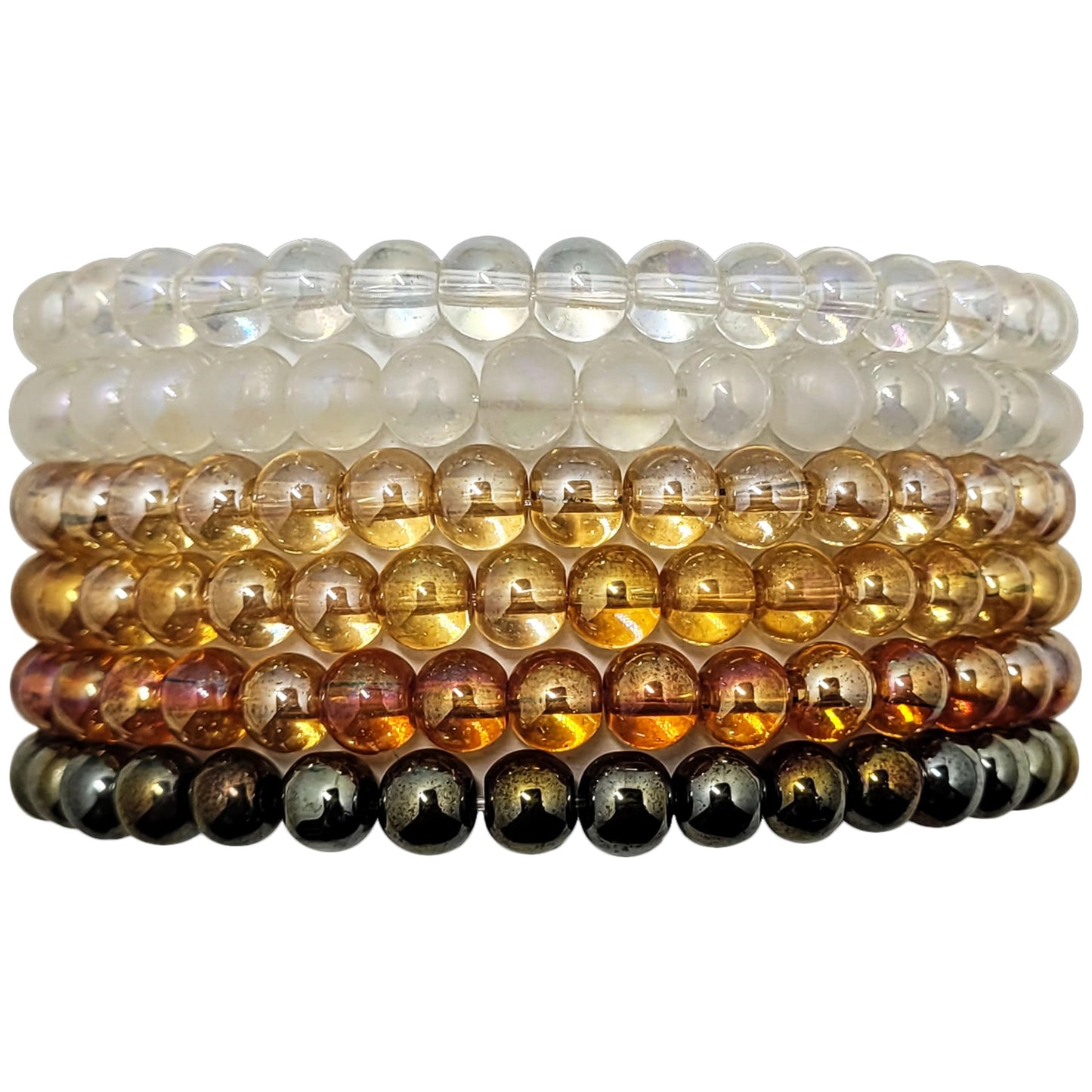 Black & Gold Glass Beads Bracelet Set