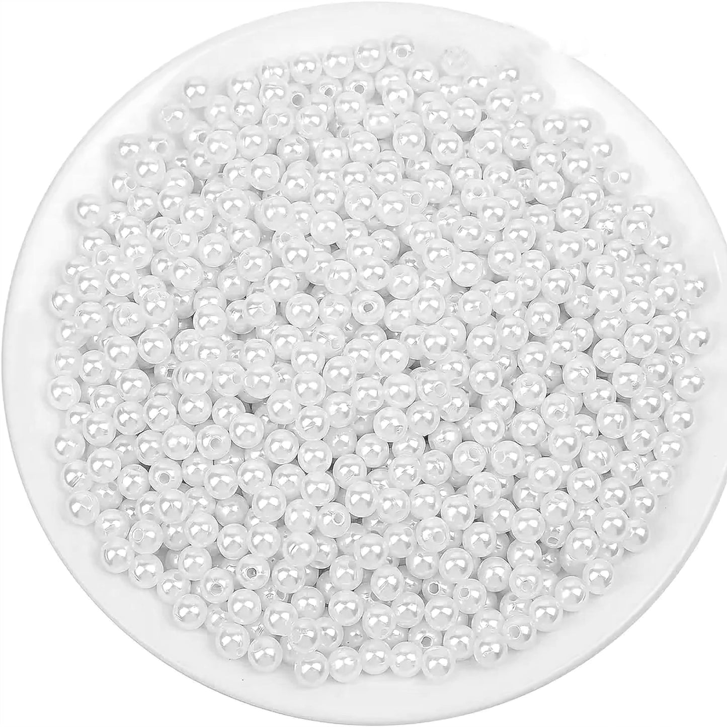 Round Pearl Moti Beads White