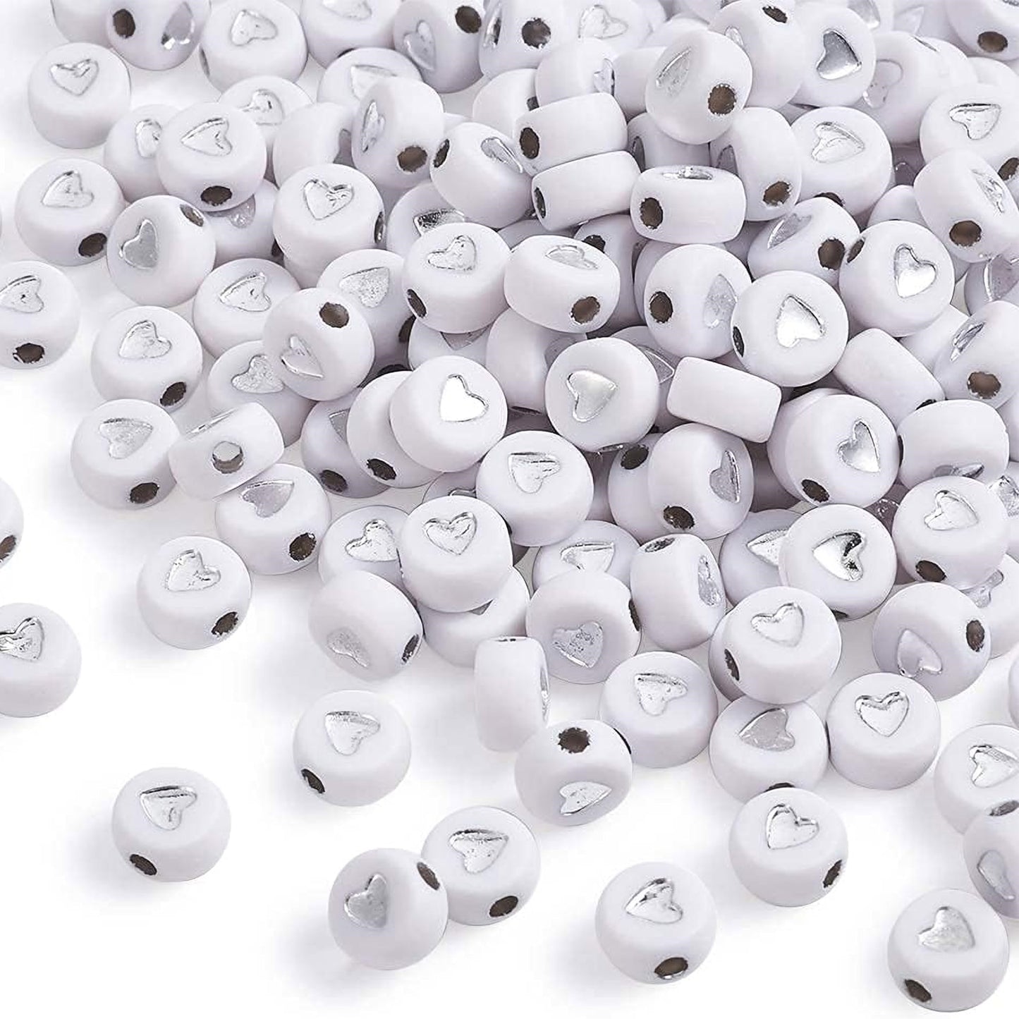 Round Acrylic Spacer Beads with Heart Design