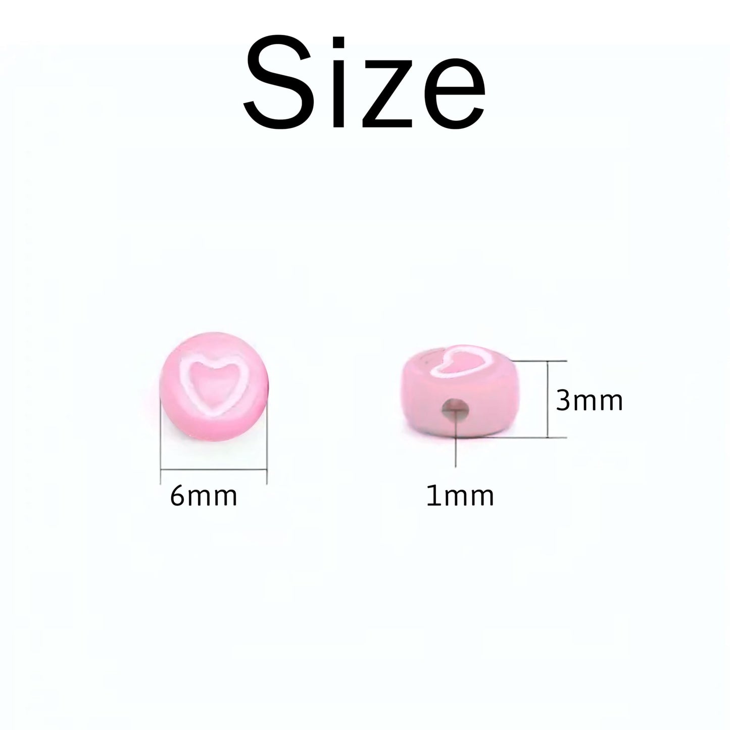 Round Acrylic Spacer Beads with Heart Design