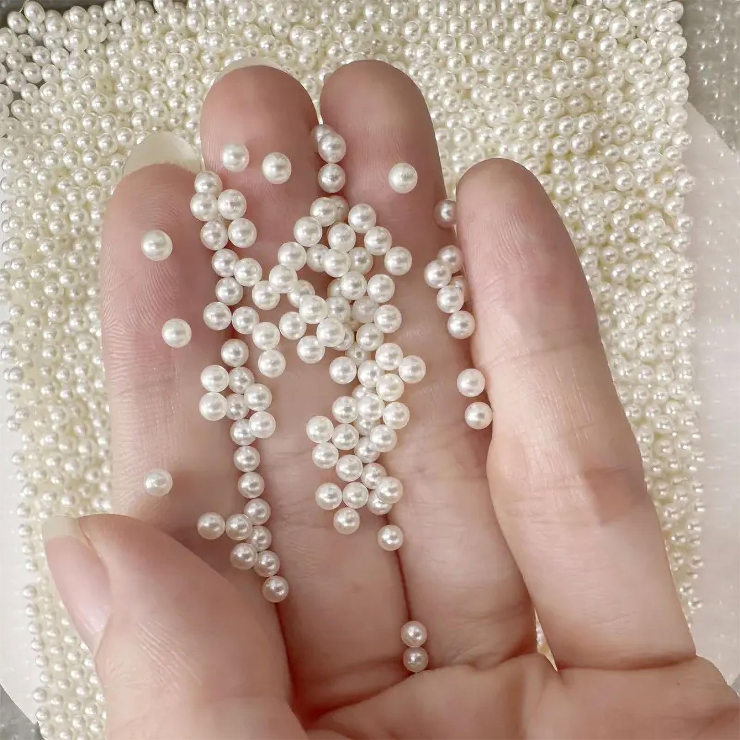 Round Pearl Moti Beads Offwhite