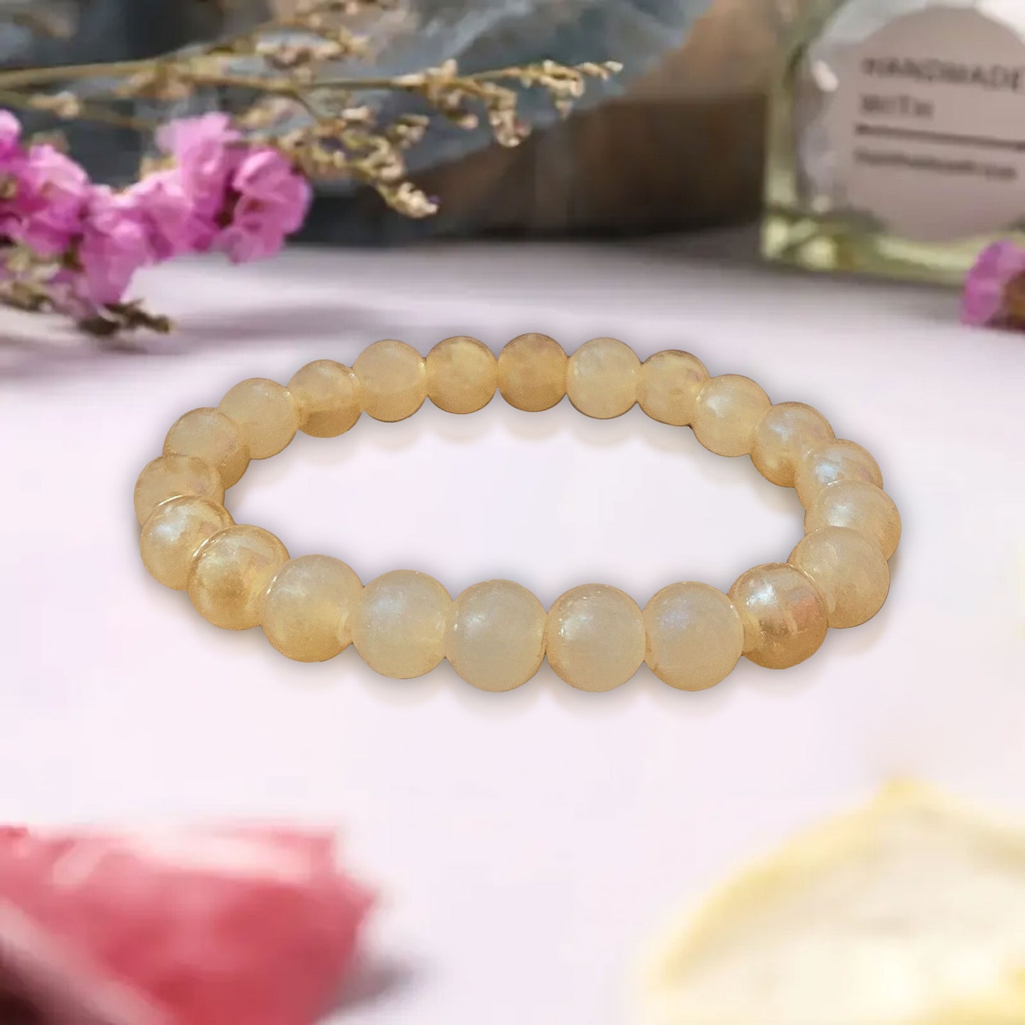 Golden Glass Bracelet with 8mm Beads