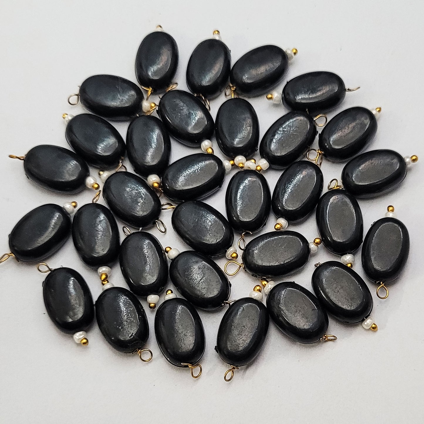 Lariya Chocolate Shape Oval Tablet Hanging Beads - Size 8x11 mm