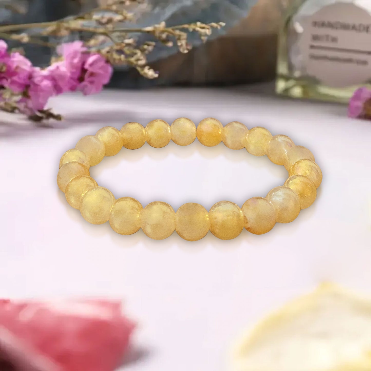 Golden Glass Bracelet with 8mm Beads