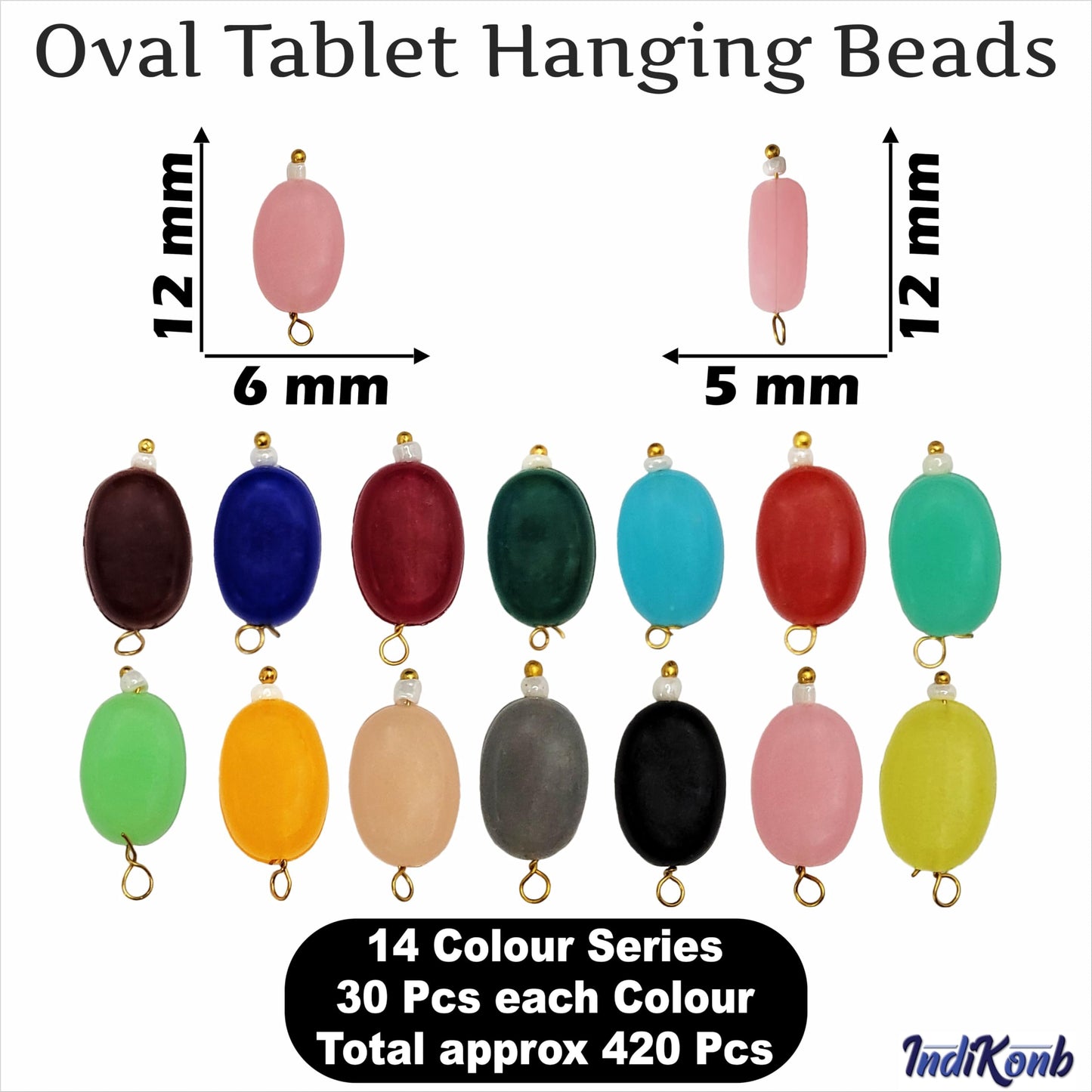 Oval Tablet Hanging Beads – 420 Pcs Multicolor Set