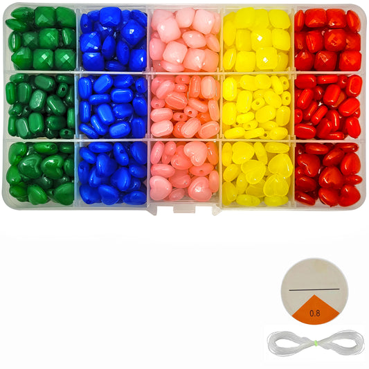 Heart ,Squre & Tablet Plastic Beads Set with Storage Organizer