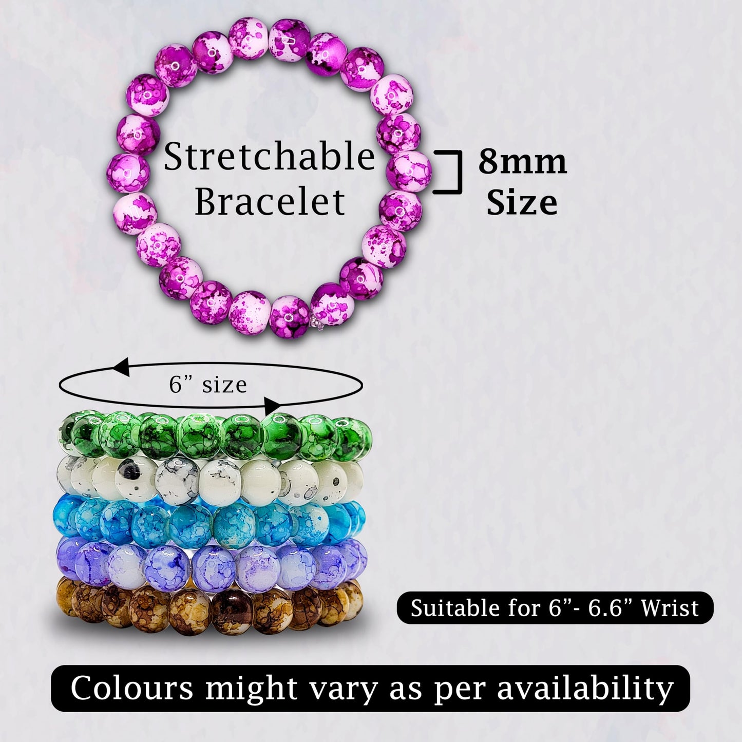 Marble-Inspired Glass Bead Bracelet Combo Set